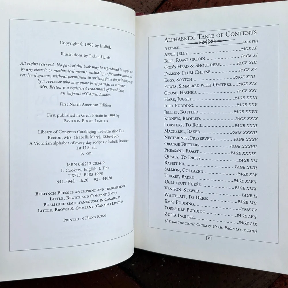 1993 A Victorian Alphabet of Every Day Recipes Lobster Engravings Foodie Food